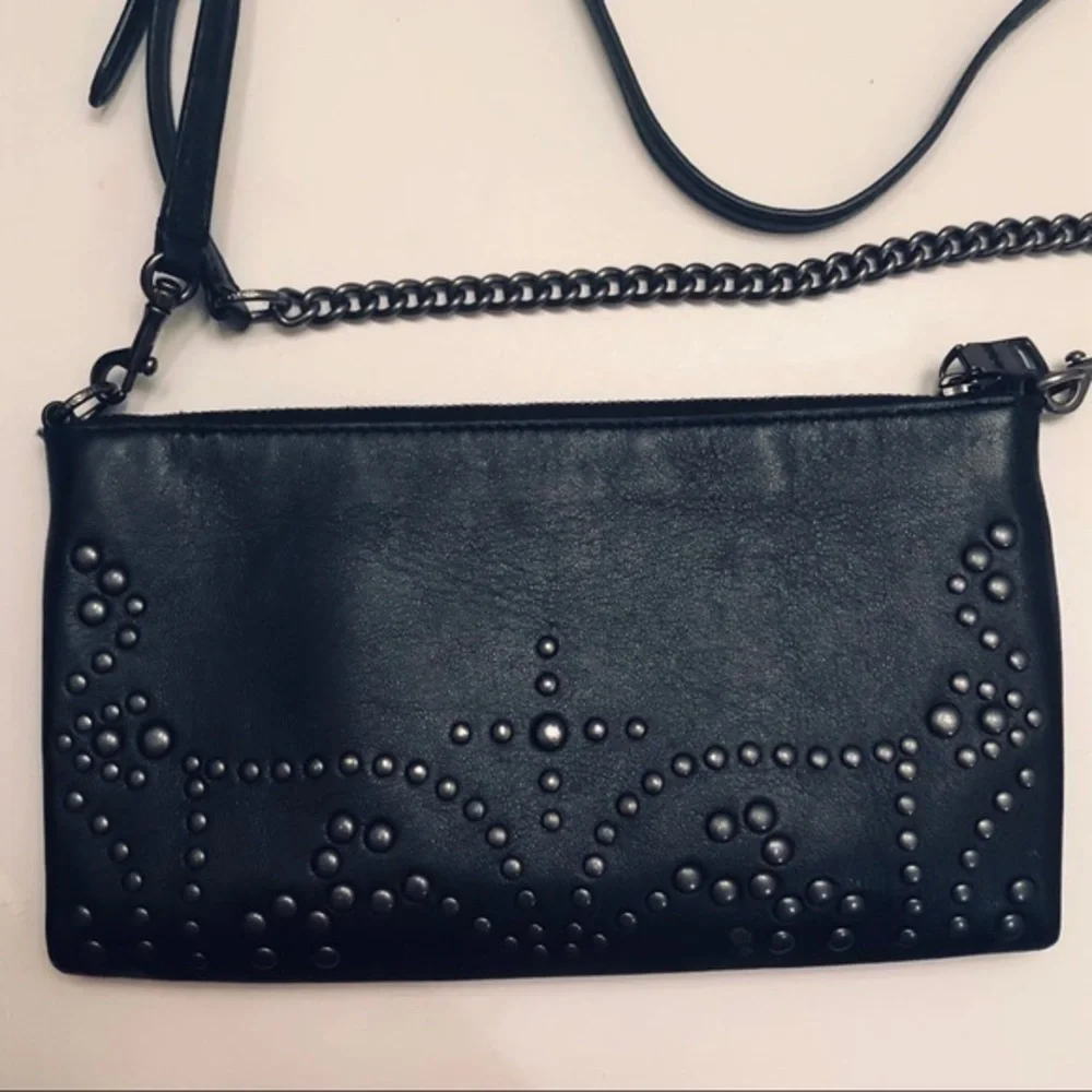 Coach studded metallic leather crossbody